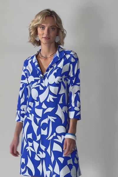 Woven Abstract Print Trapeze Dress