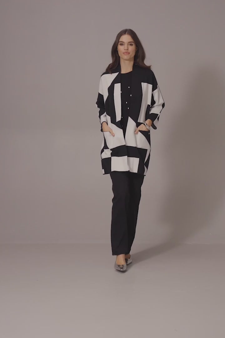 Jacquard Sweater Knit Colour-Block Cover-Up