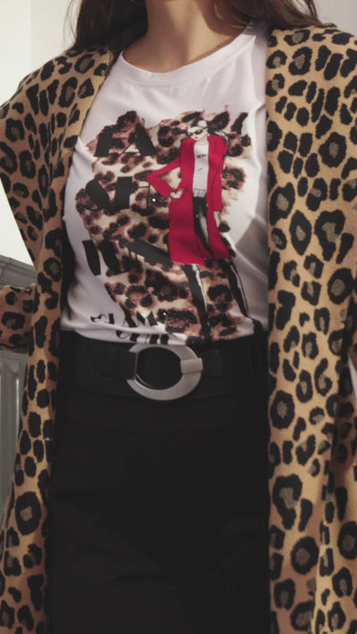 Leopard Print Open Front Cardigan