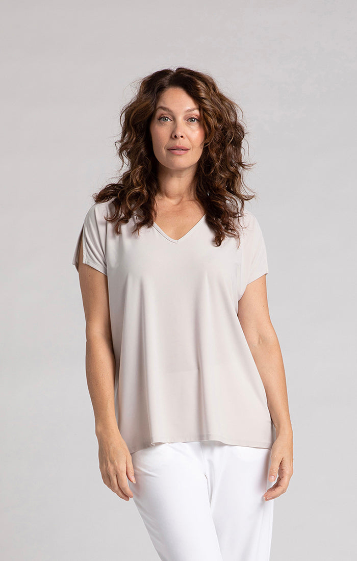 Sympli V-Neck Slit Sleeve Top 