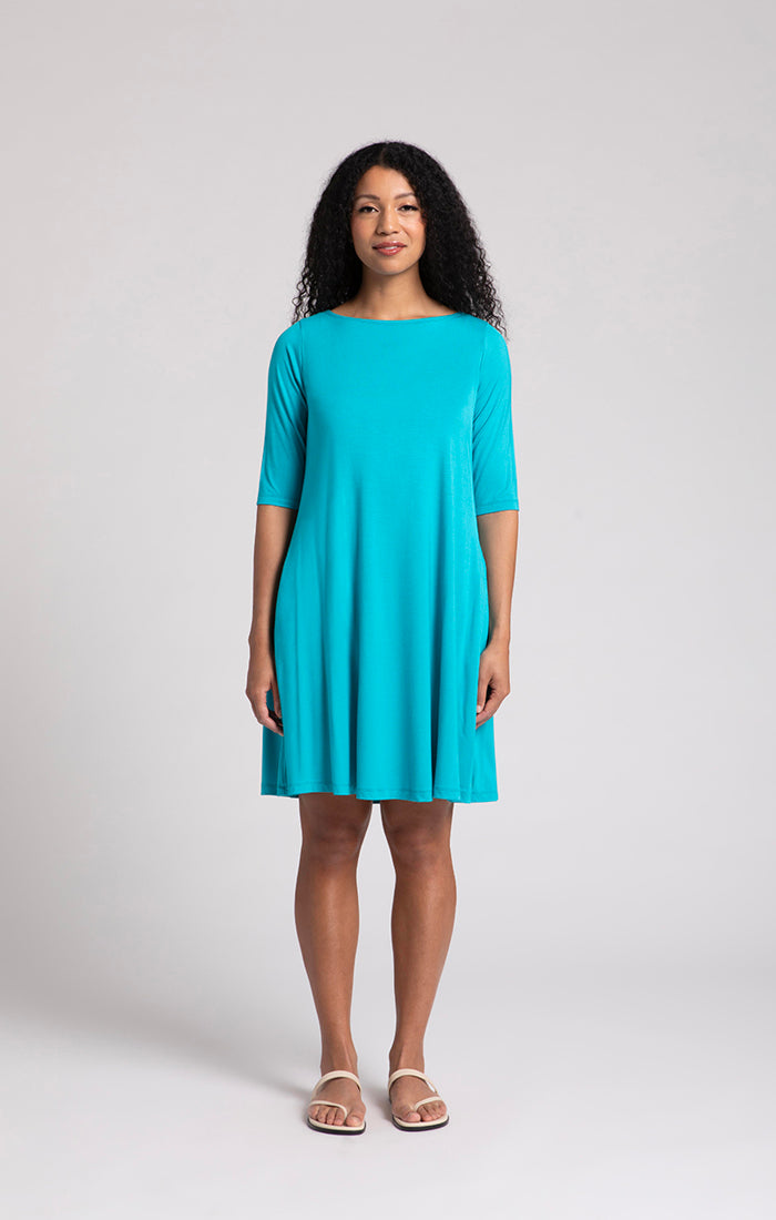 Bamboo Nu Trapeze Dress, Elbow Sleeves Sympli