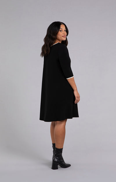 Sympli Tipped Reversible Trapeze Dress, 3/4 Sleeve 