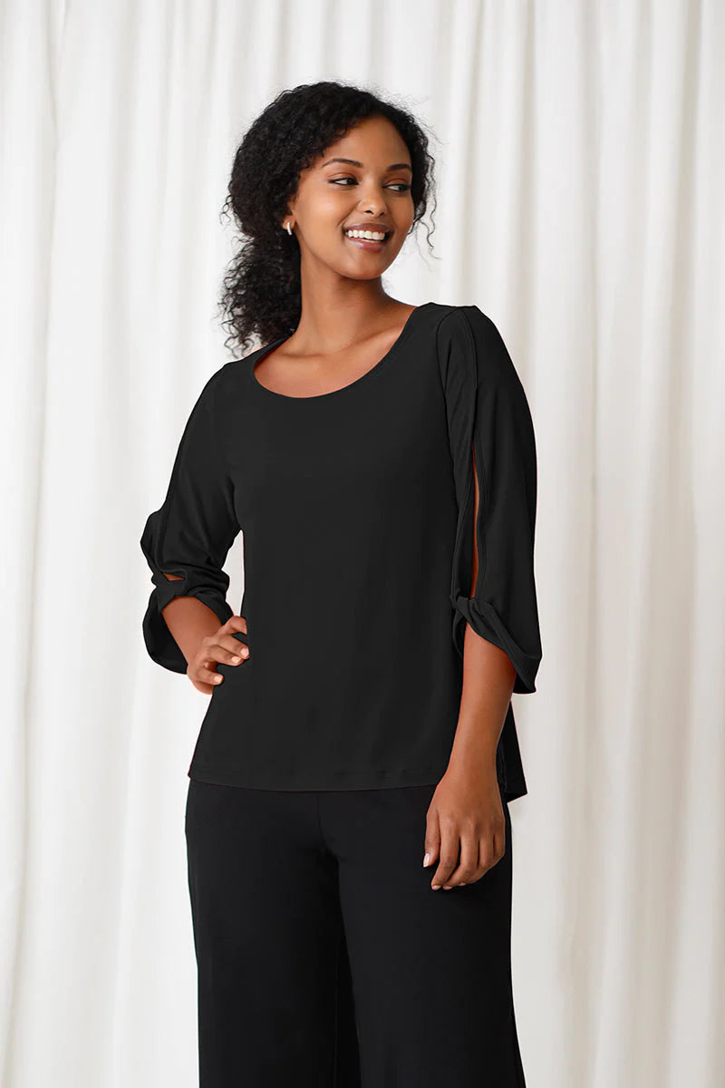 Sympli Wide Sleeve Twist Top, 3/4 Sleeve 