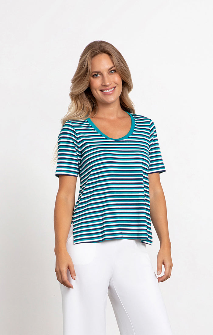 Sympli Bamboo Scoop Neck Top Print 